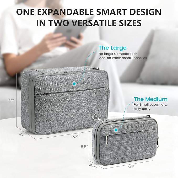 Travelkin Travel Electronic Cord Organizer Travel Case, Travel Cable Organizer Bag For Charger, Phone, Sd Card, Sim Card, Earphone, Usb Drives(Grey)