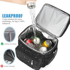 MIYCOO Lunch Bag & Lunch Box for Women Men, Double Deck Leakproof Insulated Soft Large Adult Camping Cooler bag for Work, Beach, Picnic, Travel (Black Starry Sky, 15L)