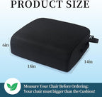MABOZOO Extra Thick Chair Cushions,Office Chair Booster Seat Cushion to Raise Seat Height for Pain Relief, Non Slip Memory Foam Thick Cushion with Carry Handle (Black, 18 * 14 * 6)