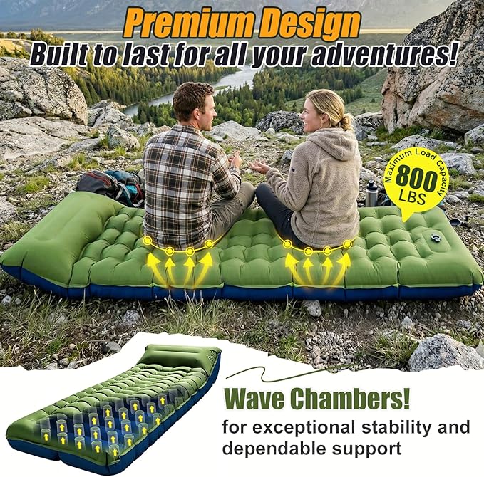 FUN PAC Camping Sleeping Pad,Ultralight Camping Mattress with Pillow, Built-in Foot Pump Inflatable Sleeping Pad Compact for Camping