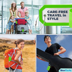 BlueCosto - Luggage tags - large, green, 5 pieces - PVC luggage tags with privacy screen and stainless steel wire loops - personalized luggage identification for travel - name labels for backpacks