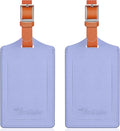 Travelambo Luggage Tags for Suitcases Faux Leather Privacy Protection 2 Pack Bag Tags Travel Accessories Essential, Cross Purple
