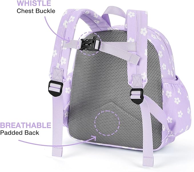 STEAMEDBUN Corduroy Toddler Backpack for Girls 2-4: Kids backpack for Boys Girls - 12 inch Preschool Kindergarten Backpacks - Floral