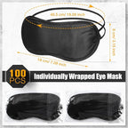 Tarpop 200 Pcs Eye Mask Sleeping Blindfold Eye Cover with Adjustable Strap for Games Party Team Building Travel Individually Wrapped Sleep Mask for Women Men (Black)