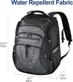 KROSER TSA Friendly Travel Laptop Backpack 18.4 inch XXXL Gaming Backpack Water-Repellent College Daypack Business Backpack with RFID Pockets & USB Port for Men/Women-Black/Grey