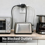 [ETL Listed] 3-Pack 3 Outlet Wall Adapter, Fosmon Black Outlet Splitter Plug Extender, Grounded 3-Prong /2 Prong Cube Tap 3-Way Plug Adapter, Cruise Essentials for Home Travel Office- Black
