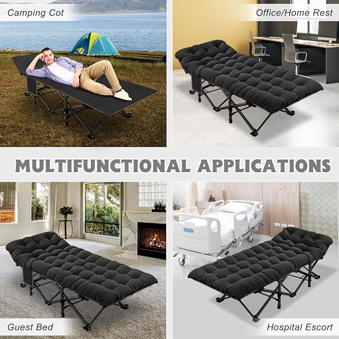 ABORON XXL Camping Cot for Adults 900LBS - 78"×32" Oversized Folding Bed with Mattress Pad, Heavy Duty 1200D Oxford Outdoor Cot with Carry Bag