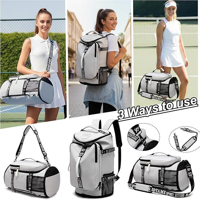 Gym Duffle Bag Backpack with Shoe Compartment,4 ways Travel Backpack for Women and Men,Multi-Functional Weekender bag with Waterproof Layer&Laptop Compartment for Fitness, Travel,Camping