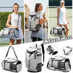 Gym Duffle Bag Backpack with Shoe Compartment,4 ways Travel Backpack for Women and Men,Multi-Functional Weekender bag with Waterproof Layer&Laptop Compartment for Fitness, Travel,Camping