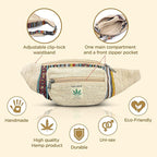 Freakmandu Eco-Friendly Boho Hippie Style Hemp Fanny Pack Hip Waist Bag for Hiking Running Jogging (Beatnik)