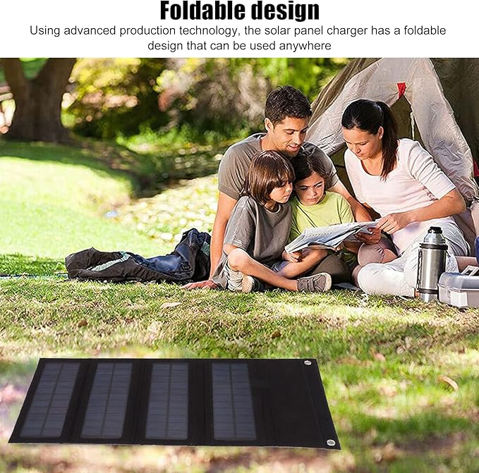 Jeanoko 1PCS 40W Foldable Solar Panel Charger, Low Light Solar Panel, High Conversion Efficiency for Backpacking for Camping,Portable Solar Panel Kit(Black)