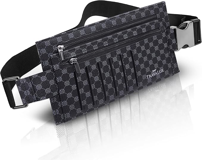 Luxury Travel Wallet – Hidden Money Belt, RFID-Blocking, Anti-Theft Passport Holder for Men & Women (Black Crest)