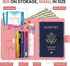 Passport Holder for Travel Essentials, RFID Blocking Leather Cover Wallet with Magnetic Closure, Aesthetic & Cute Passport Book Case for Women and Men - Sunrise (Upgraded with Money Pocket)