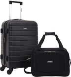 Wrangler Smart Spinner Hardside Luggage, 2 Piece Set, Black