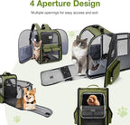 Large Cat Backpack Carrier Expandable Pet Carrier Backpack for Small Dogs Medium Cats Fit Up to 18 Lbs, Dog Backpack Carrier, Foldable Puppy Backpack Carrier for Travel, Hiking,Dark Green