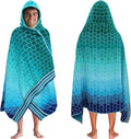 COTTON CRAFT Hooded Beach Towel – Oversized 39 x 68 Towel with Hood for Adults - 100% Cotton Velour Terry Jacquard Towel - Pool Bath Wrap - 450 GSM Soft Absorbent Quick Dry – Blue Tiles