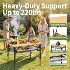 Join Nature Bamboo Camping Table, Adjustable Height Folding Outdoor Table with Aluminum Frame, Portable Camp Table with Carry Bag for Camping, RV, Picnic & Tailgating
