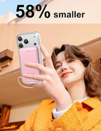 miisso Ultra Slim 10000mAh Power Bank Built-in Cables and Foldable AC Wall Plug, Pocket Size USB C Portable Charger, External Battery Pack Compatible with iPhone Samsung, Pink