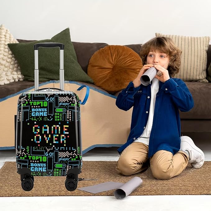 Kid’s Luggage Set 2 Piece Suitcase Set 16’’ Hardside Luggage with Spinner Wheels Girls Boys Carry on Toddler Luggage Travel Rolling Luggage Carry on Luggage Airline Approved