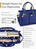 BESBESME Canvas Tote Bag for Women with Zipper & Compartments– Large Work & College Laptop Tote Crossbody Shoulder Bag