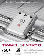 Carry On Luggage with Spinner Wheels, 8010S Aluminum Frame Zipperless Polycarbonate Hard Shell Suitcase (ZX-Core, Silver, 20 Inch)