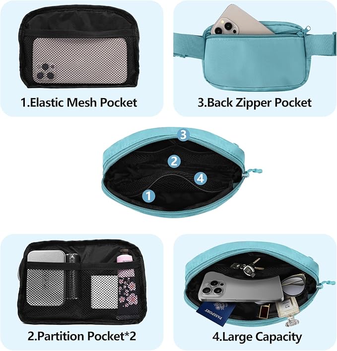 Fanny Pack Crossbody Bag for Women and Men, Belt Bag for Hiking Bum Bag with Adjustable Strap,Casual Cell Phone Pouch?Waist pack for Running Workout Sports Travel Light Blue