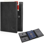 Polare Napa Leather Pilot Wallet Passport Holder RFID Blocking Tri-fold Travel Cover Document Organizer for Aviation Professionals (Black)