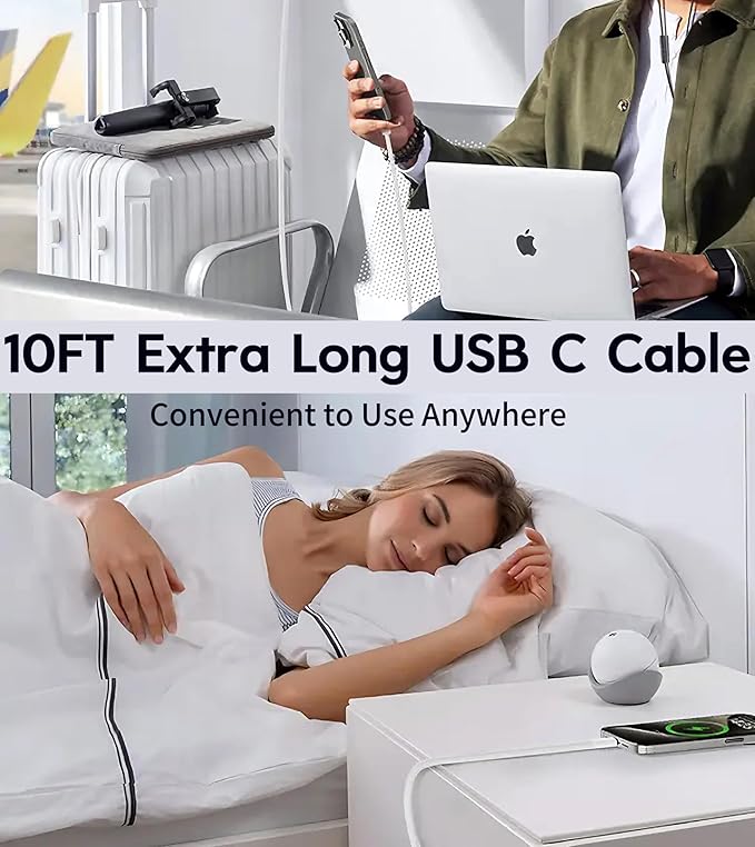 10FT iPhone 17 16 15 Fast Charger, 20W iPhone 17 Charger Fast Charging USB C Block Cube with 10FT Long USBC to USBC Cable for iPhone Air/17 Pro/17 Pro Max/16 Pro Max/16Pro/16/15Pro/15 Plus/15,iPad Air