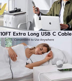 10FT iPhone 17 16 15 Fast Charger, 20W iPhone 17 Charger Fast Charging USB C Block Cube with 10FT Long USBC to USBC Cable for iPhone Air/17 Pro/17 Pro Max/16 Pro Max/16Pro/16/15Pro/15 Plus/15,iPad Air