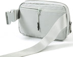 ODODOS Unisex Mini Belt Bag with Adjustable Strap Small Fanny Pack for Workout Running Traveling Hiking, Light Grey