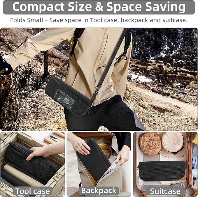 Portable Folding Camp Stool with Side Pocket, Taller Foldable Camping Stool for Adults, Metal Backpacking Stool Lightweight Mini Folding Chair, Compact Camping Seat Travel Fishing Hiking Mobile Chair