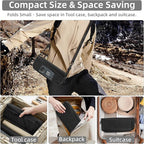 Portable Folding Camp Stool with Side Pocket, Taller Foldable Camping Stool for Adults, Metal Backpacking Stool Lightweight Mini Folding Chair, Compact Camping Seat Travel Fishing Hiking Mobile Chair