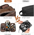 Elviros Toiletry Bag for Men, Large Travel Shaving Dopp Kit Water-resistant Bathroom Toiletries Organizer PU Leather Cosmetic Bags Fathers Day Gift (Medium, Chocolate)