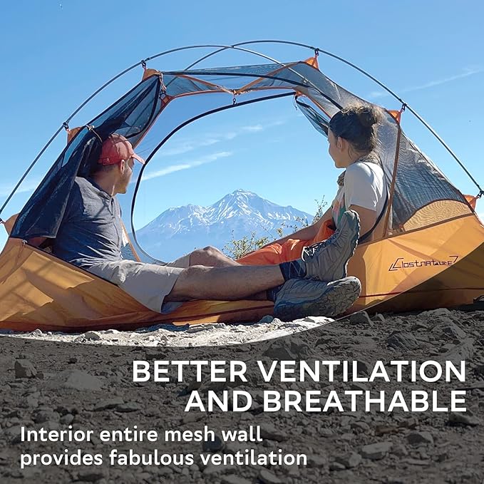 Clostnature Lightweight Backpacking Tent - 1/1.5/2/3/4/6 Person Ultralight Waterproof Camping Tent, 3 Season Large Size Easy Setup Tent for Family, Outdoor, Hiking and Mountaineering