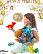 Toddler Dinosaur Backpack w Plush Dinosaur Toys for Kids 2-5, Gifts for 2-5 Year Old Boys, Girls