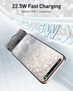 iWALK Upgraded Sparkly Portable Charger 22.5W, 5000mAh Power Bank for iPhone 17/16/15 Series, Mini Battery Pack with Built-in USB-C Connector Compatible with Samsung S25/24, iPad Pro/Air, AirPods