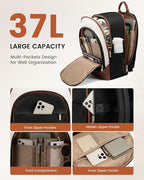 LOVEVOOK Laptop Backpack for Women, 18 Inch Travel Backpack, Large Capacity Casual Daypack, Work Computer Backpack, Travel Backpack for College, Cream Chestnut Brown
