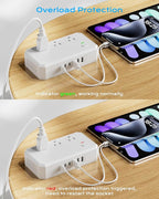 US to Europe Travel Adapter 220V to 110V Voltage Converter with 4.5A 6-Port USB Charging and UK/AU/US/EU Worldwide Plug Adapter