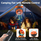 Sireck Camping Fan Rechargeable Portable Fan 12-Inch, 40000mAh Battery Powered Fan with LED Light, Digital Display, Timer, 6 Wind Speeds Cordless USB Desk Fan for Tent, Travel (Orange)