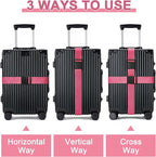 Luggage Straps for Suitcases 4 Pack, TSA Approved Travel Essentials, Luggage Strap for Travel Suitcase & Bag Closure and for Easy Identification, Travel Accessories for Safety & Convenience (Rose Red)