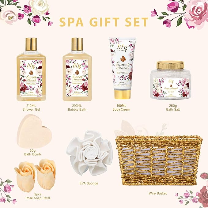 Gifts for Women, Mothers Day Gift Basket Set for Mom, Bath and Body Gift Basket Set - 9 Pcs Spa Gift Basket for Women | Christmas Gifts, Birthday, Valentines Day Gift, Gift Set for Mom