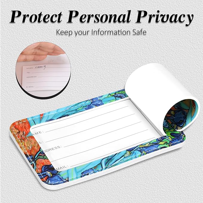 Luggage Tags for Suitcases, 2 Pack Cute PU Leather Luggage Tag TSA Approved with Stainless Steel Loop and Address Card Baggage Tag for Travel&Cruise Ships&Shipping Lrises, by Chelmon