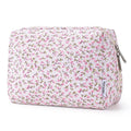Narwey Cute Floral Makeup Bag Travel Cosmetic Bag Organizer Toiletry Bag Make Up Bags with Compartments for Women Girls (Pink Flower, Large)