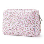 Narwey Cute Floral Makeup Bag Travel Cosmetic Bag Organizer Toiletry Bag Make Up Bags with Compartments for Women Girls (Pink Flower, Large)