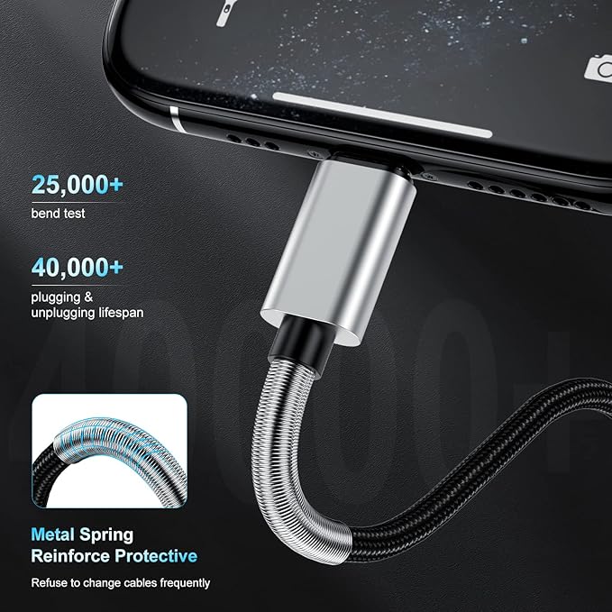 2Pack 10ft iPhone Fast Charger Cable, [Apple MFi Certified] Long USB C to Lightning Cable 10 Foot, High Fast 10 Feet Apple Charging Cord for Apple iPhone 14/14 Pro Max/13 Mini/12/11/XS/XR/8/7Plus,iPad