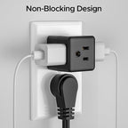 [ETL Listed] 3-Pack 3 Outlet Wall Adapter, Grounded 3-Prong Cube Tap Outlet Power Splitter, Compact 3-Way Plug Adapter for Home, Office or Travel (Black).