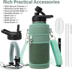 DYSANKY Insulated Water Bottle | Thickened Stainless Steel Vacuum Metal | Portable Sports Water Jug for Gym and Hiking with Straw, Carrier Bag, Handle Strap | BPA-Free 32 oz