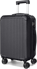 LIGHT FLIGHT Carry On Luggage 22x14x9 Airline Approved, Durable Hard Shell Carry On Suitcases with Wheels, Expandable Hardside Lightweight Travel Luggage with TSA Lock 20 Inch Carry on, Black