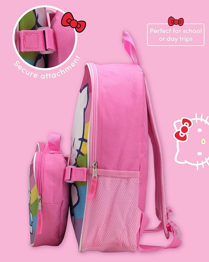 Fast Forward Hello Kitty Girls Backpack and Lunch Box Set - 2 Piece 15 Inch School Backpack With Detachable Lunch Bag Set, Size One Size, Hello Kitty Heart Lunch