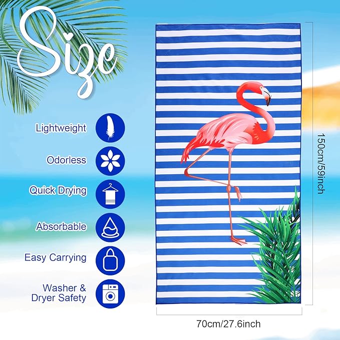 EBOOT 10 Pack Oversized Beach Towel Set Extra Large Pool Towels Microfiber Quick Dry Swim Blanket for Adult Women Men Face Hand Body Bath Travel Pool(Novel Color,28 x 59 Inch,Flamingo)